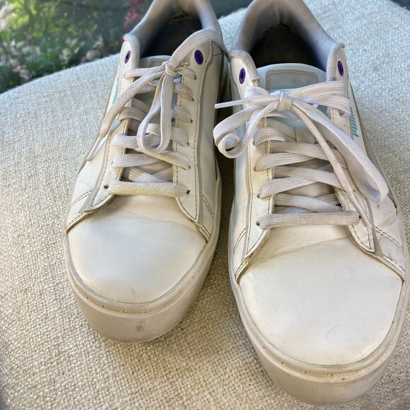 Puma Smash Platform v2 'Candy - White leather Arctic Ice lace-up sneakers Size 7 - Picture 3 of 7